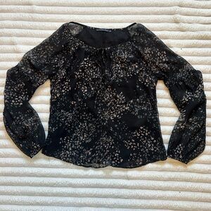 Chic Black Patterned Women's Blouse
